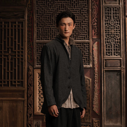 SOARIN WORLD Gai Yu Xia Heritage Series Relaxed Fit Wool Blend Stand Collar Jacket DCZ233TXZ46
