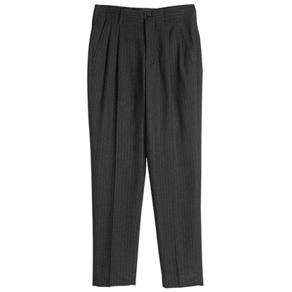 SOARIN Vintage Gentleman Tapered Fit Pinstripe Woolen Suit Trousers  DY63F07