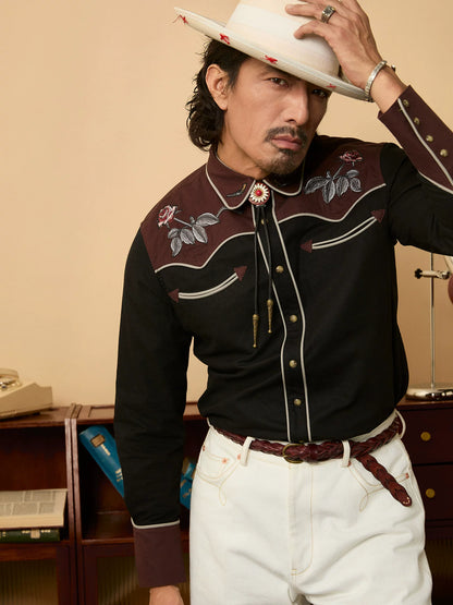 SOARIN Western Vintage Slim Fit Cotton Embroidered Shirt  YAOZ233TC194