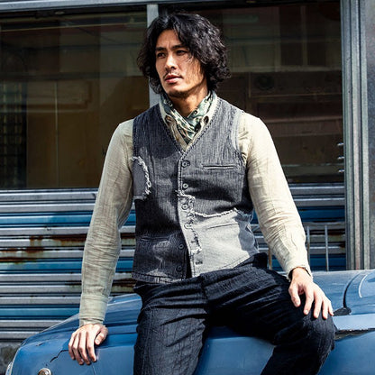 SOARIN WORLD Gai Yu Xia Avant-Garde Deconstructive Slim-Fit Corduroy Vest Z213B414