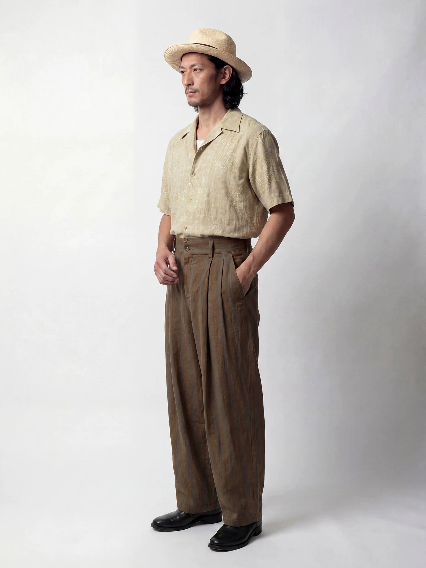 SOARIN Casual Vintage Regular Fit Linen Rayon Blend Short Sleeve Shirt JITZ262TC489