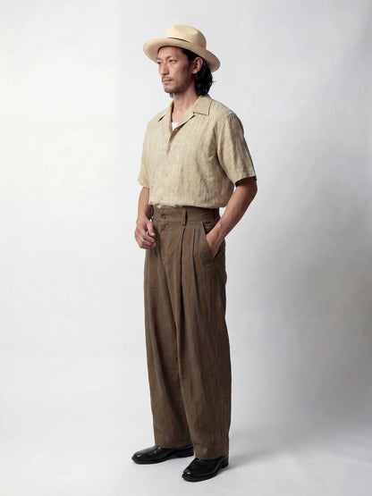 SOARIN Casual Vintage Regular Fit Linen Rayon Blend Short Sleeve Shirt JITZ262TC489