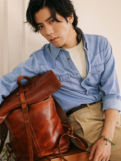 SOARIN Amekaji Regular Fit Pure Cotton Denim Shirt YAOZ2531C441