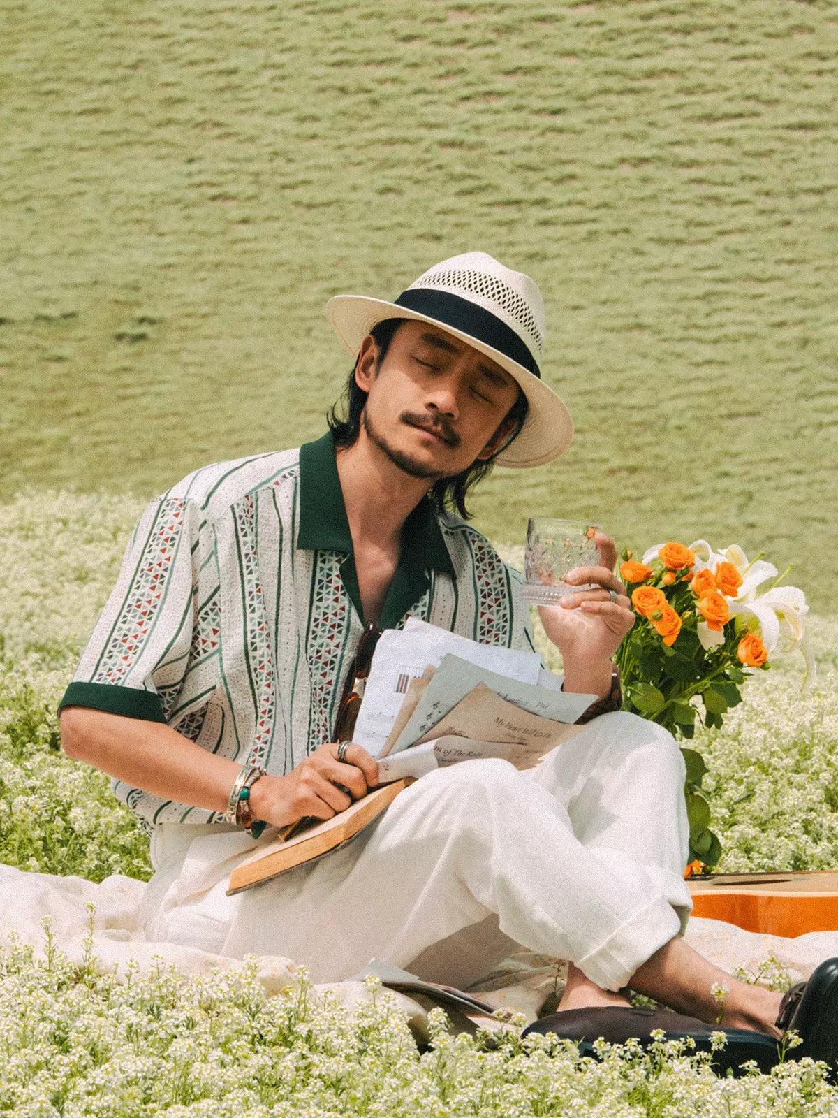 SOARIN Amekaji Regular Fit Seersucker Polyester Printed Short Sleeve Shirt YAOZ2426C282