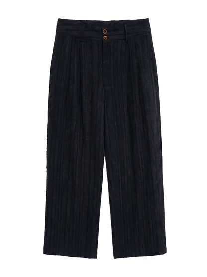 SOARIN Vintage Amekaji Wide Leg Textured Jacquard Cotton Casual Trousers  PNZ262TF264