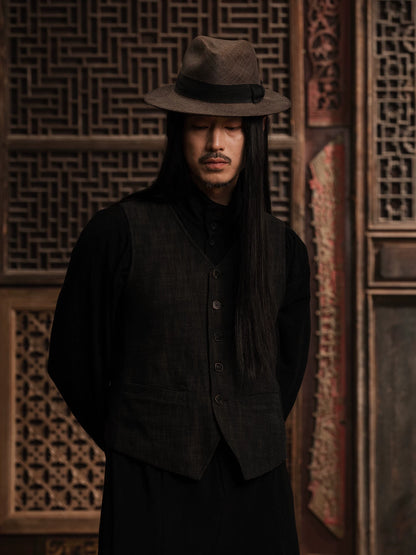 SOARIN WORLD gai yu xia Series Slim Fit Linen Blend Waistcoat DCZ243TB86