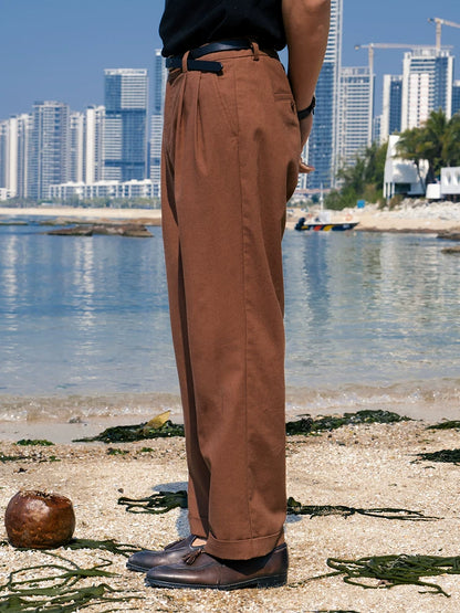 SOARIN Vintage Casual Regular Fit Cotton Linen Nine Point Dress Pants JUKZ252TF219
