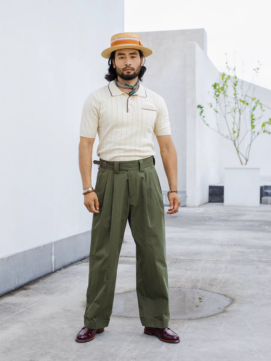 SOARIN Vintage Military Wide Leg Pure Cotton Trousers JITZ25223F226