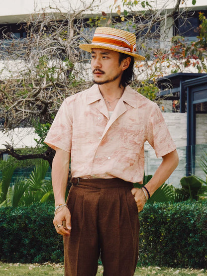 SOARIN French Vintage Regular Fit Linen Blend Short Sleeved Shirt JUKZ2521C367