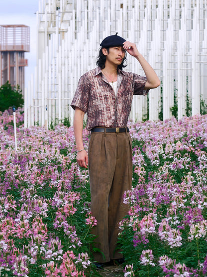 SOARIN Casual Vintage Regular Fit Rayon Linen Blend Short Sleeve Shirt JITZ2626C500