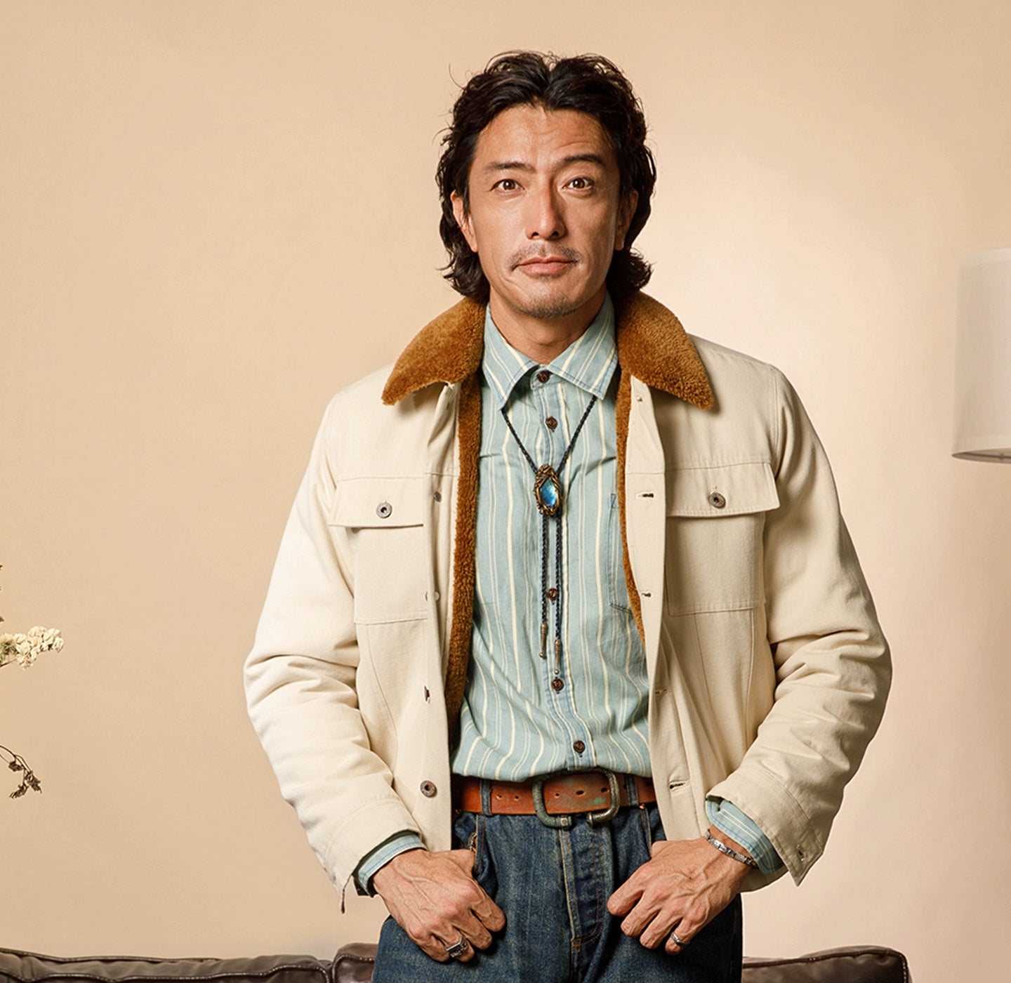 SOARIN美式复古翻领帆布羊羔绒夹克男 阿美咔叽摇粒绒飞行员外套