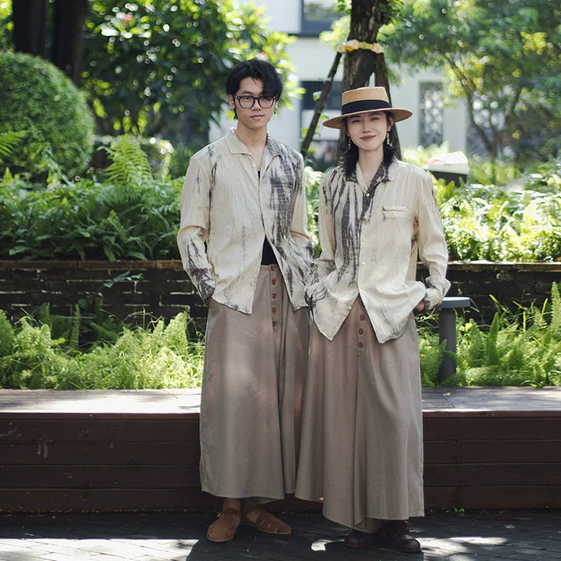 SOARIN WORLD Gai Yu Xia Vintage Botanical-Dyed Swallow Collar Shirt Z212C414