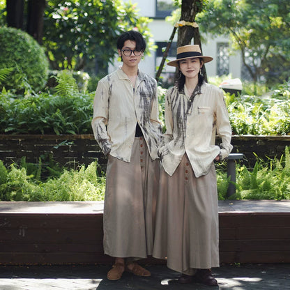 SOARIN WORLD Gai Yu Xia Vintage Botanical-Dyed Swallow Collar Shirt Z212C414