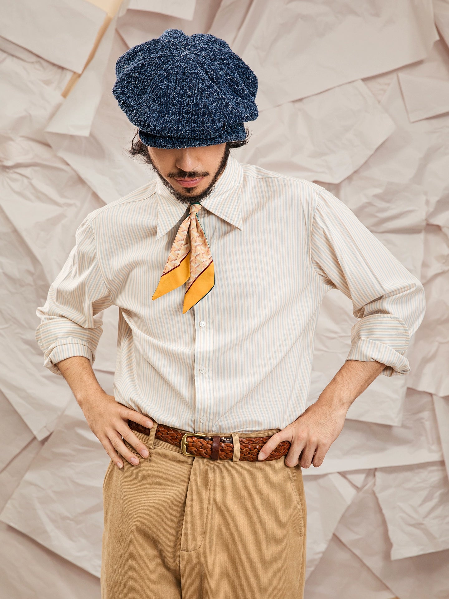 SOARIN英伦风复古条纹西装衬衫男 纯棉简约百搭商务通勤长袖衬衣