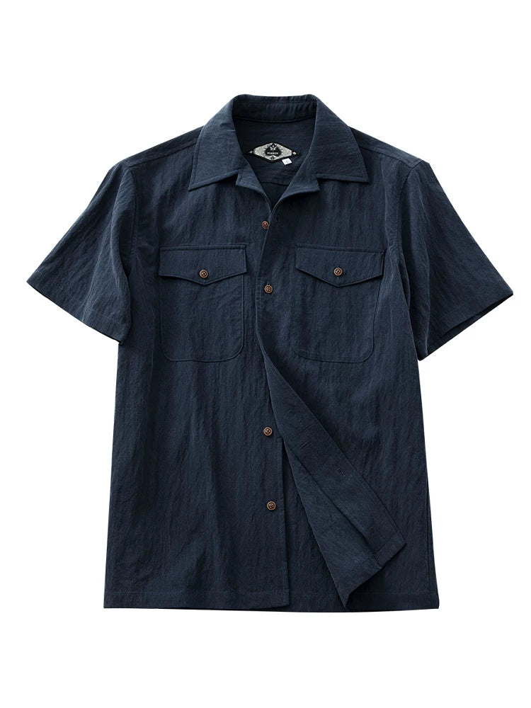 SOARIN Casual Safari Regular Fit Lyocell Nylon Short Sleeved Shirt YBOZ21C393