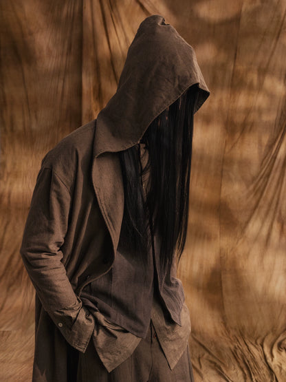 SOARIN WORLD gai yu xia Series Loose Fit Linen Cotton Blend Hooded Coat DCZ233TDY06