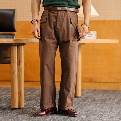 SOARIN复古美式工装伞兵裤男 夏季薄款休闲直筒宽松阔腿九分裤子