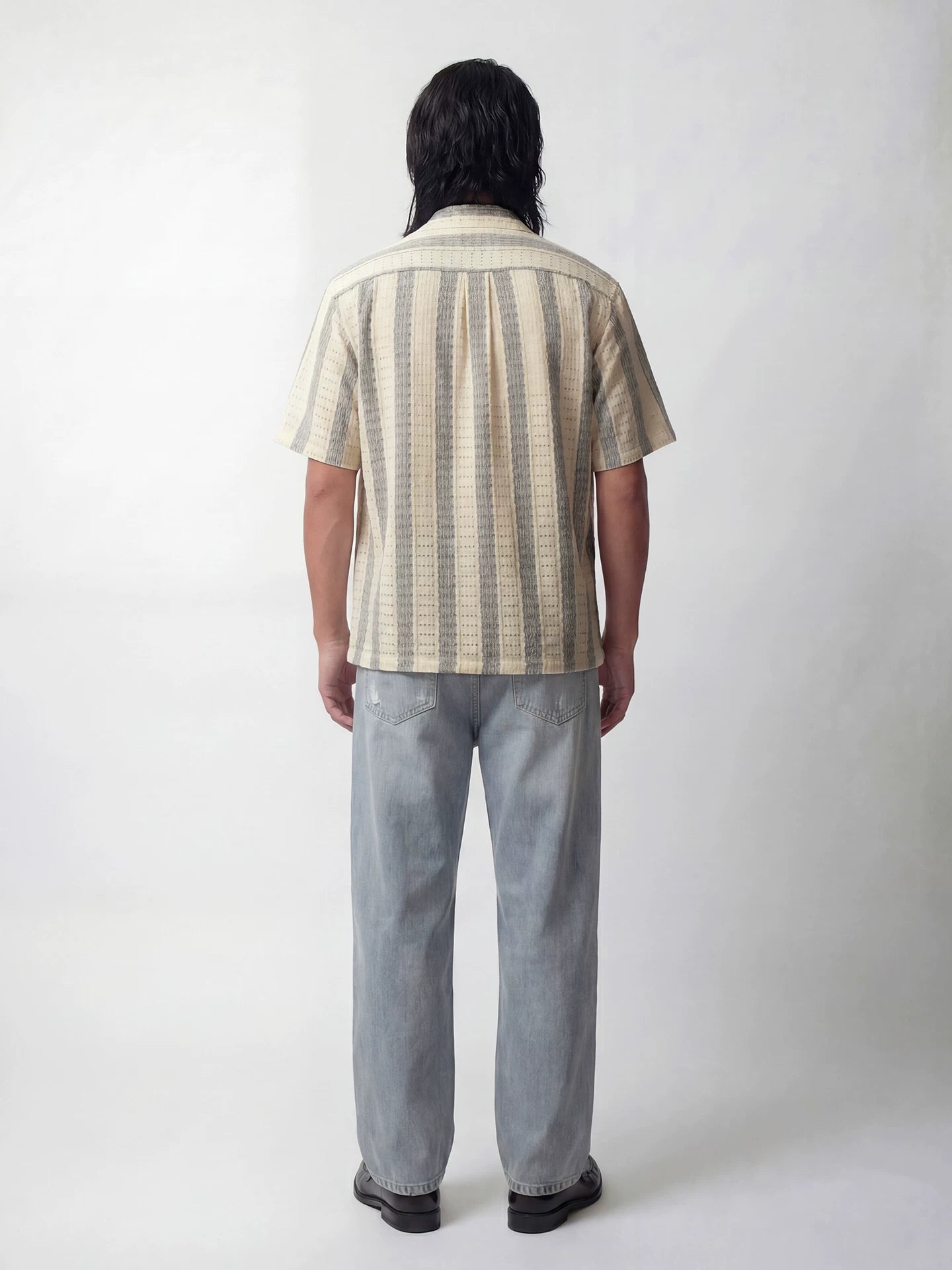 SOARIN Casual Vintage Loose Fit Polyester Spandex Blend Short Sleeve Shirt JITZ2626C473
