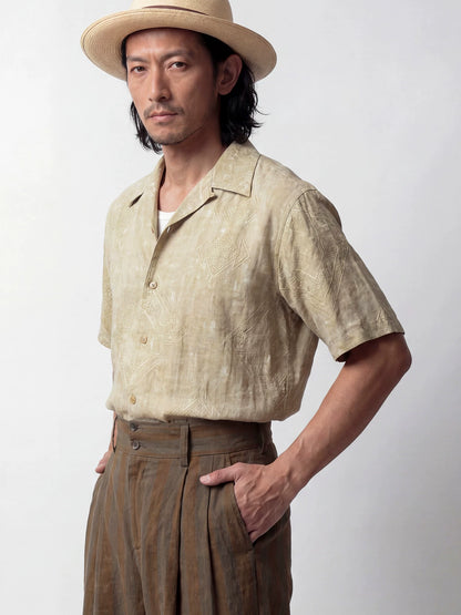 SOARIN Casual Vintage Regular Fit Linen Rayon Blend Short Sleeve Shirt JITZ262TC489