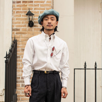 SOARIN意式绅装长尖领长袖衬衫男高级感商务正装白色法式西装衬衣