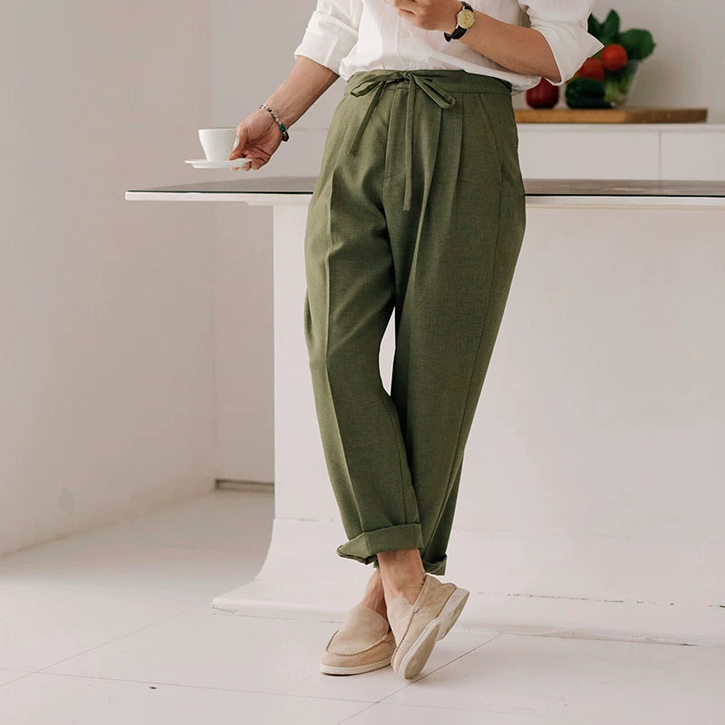 SOARIN Vintage Casual Loose Tapered Fit Polyester Trousers JITZ2423F137