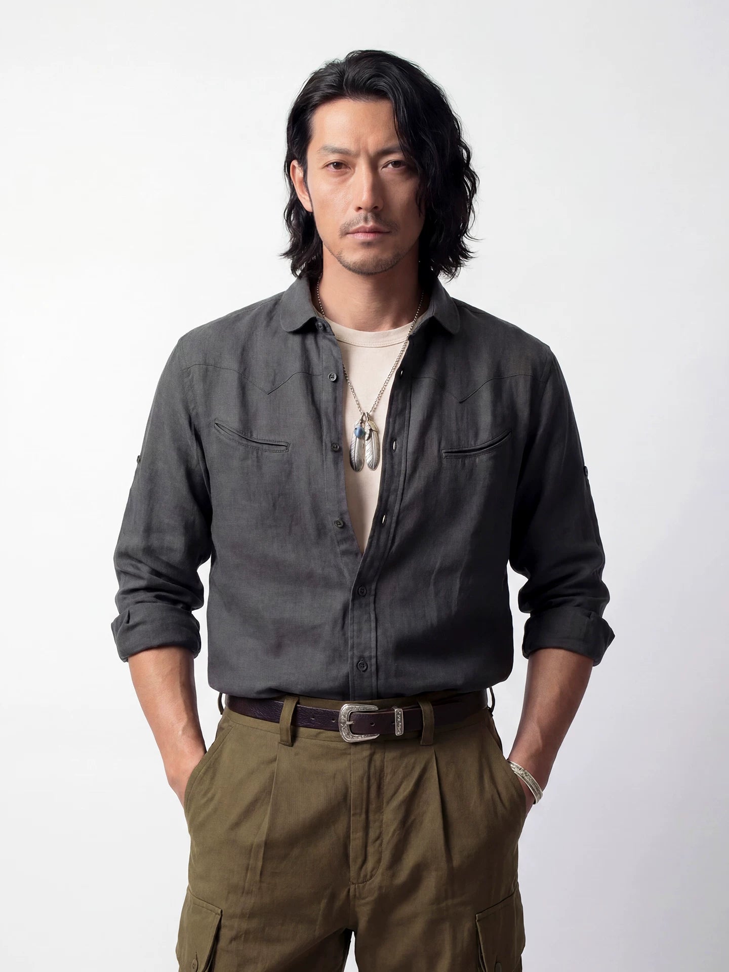 SOARIN Casual Vintage Loose Fit Tencel Linen Blend Casual Shirt YAOZ2621C484