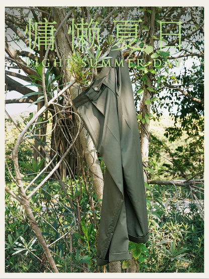 SOARIN Casual Vintage Wide Leg Polyester Cotton Trousers JUKZ252TF211