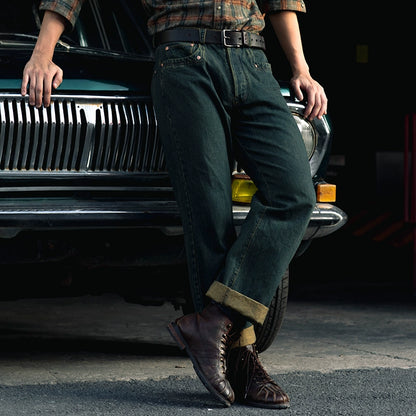 SOARIN复古美式牛仔裤男 阿美咔叽做旧感水洗赤耳丹宁直筒工装裤