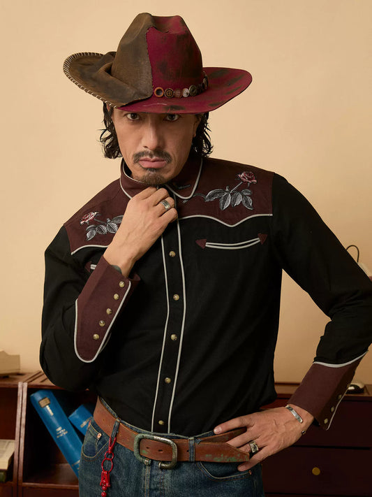 SOARIN Western Vintage Slim Fit Cotton Embroidered Shirt  YAOZ233TC194