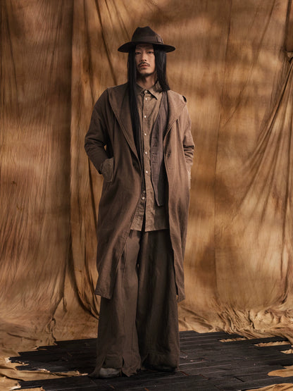 SOARIN WORLD gai yu xia Series Loose Fit Linen Cotton Blend Hooded Coat DCZ233TDY06