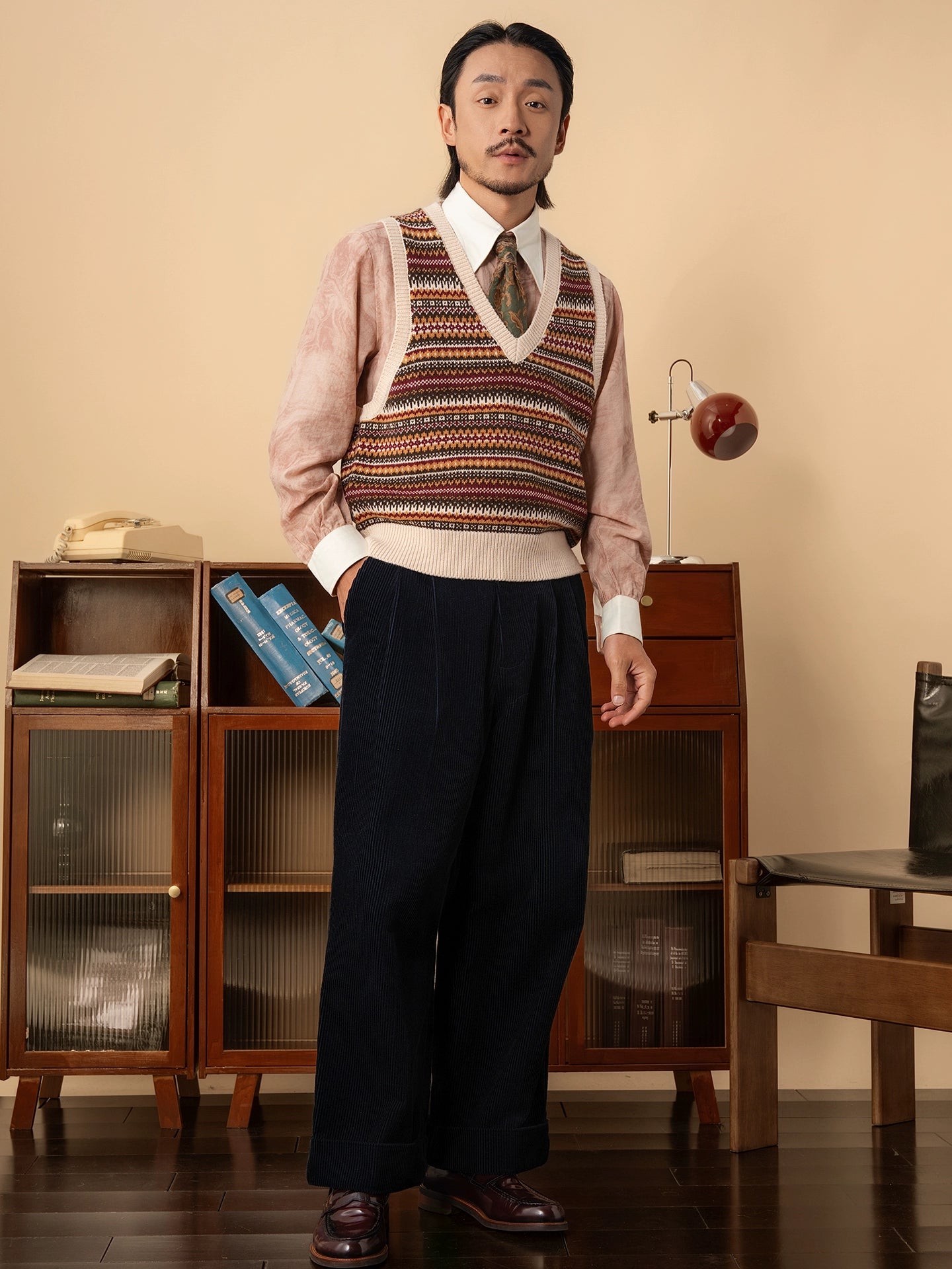 SOARIN英伦复古费尔岛针织马甲男老钱风绅装商务保暖叠穿毛衣背心