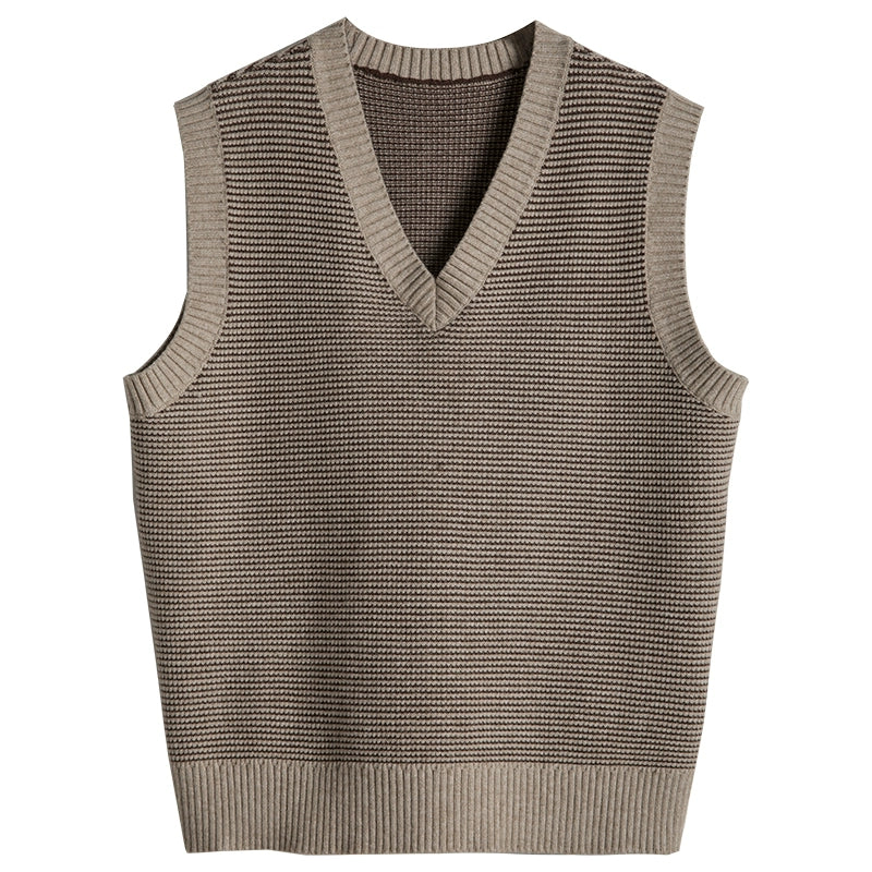 SOARIN英伦复古提花费尔岛毛衣马甲男 老钱风千鸟格提花针织背心