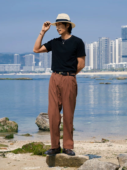 SOARIN Vintage Casual Regular Fit Cotton Linen Nine Point Dress Pants JUKZ252TF219