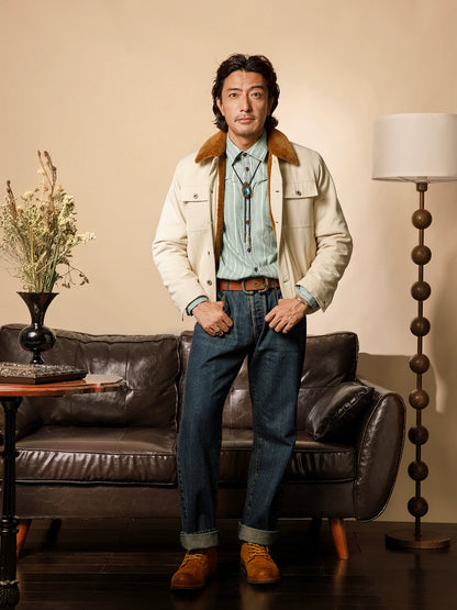 SOARIN美式复古翻领帆布羊羔绒夹克男 阿美咔叽摇粒绒飞行员外套