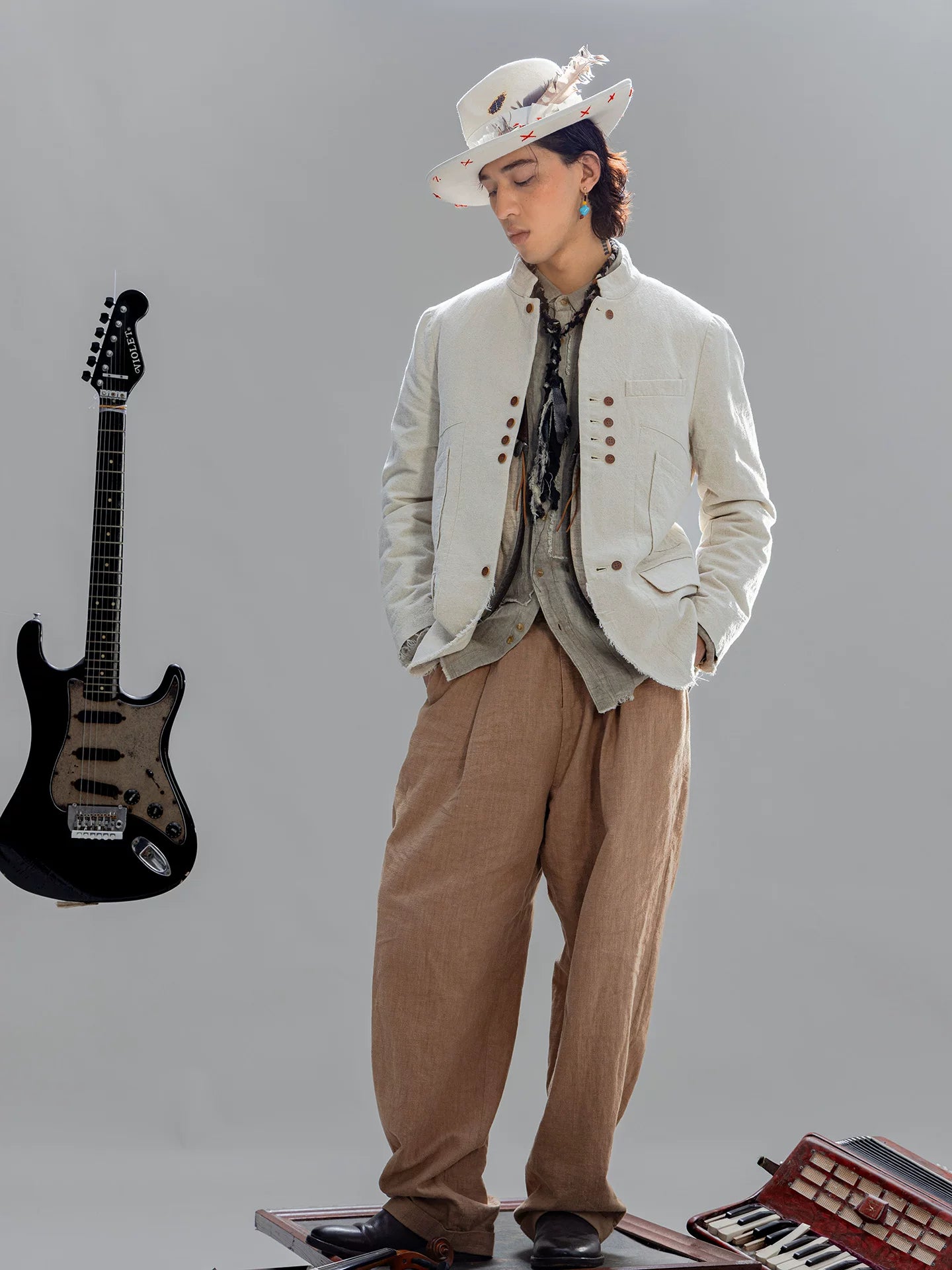 SOARIN Avant-Garde Vintage Loose Fit Cotton Linen Jacket Z212XZ403