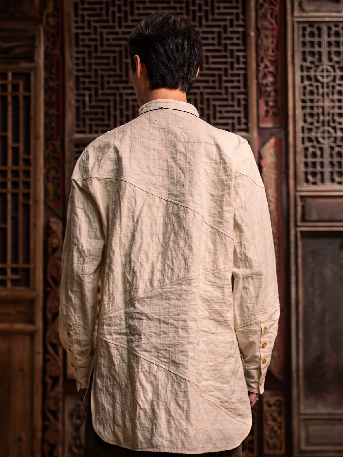 SOARIN WORLD Gai Yu Xia Retro Mandarin Collar Structured Shirt DCZ233TC185