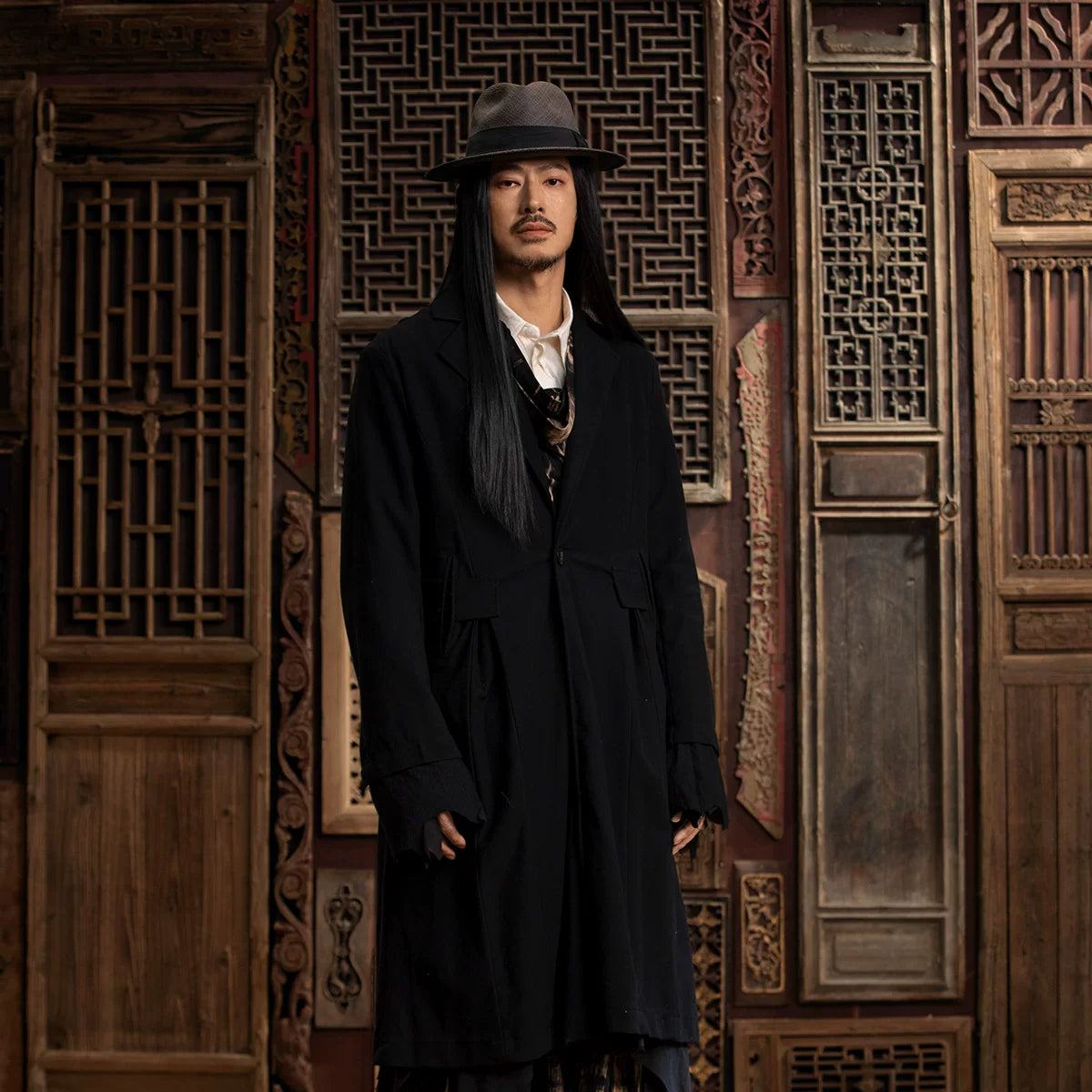 SOARIN WORLD gai yu xia Slim Fit Cotton and Wool Long Trench Coat DCZ233TDY01