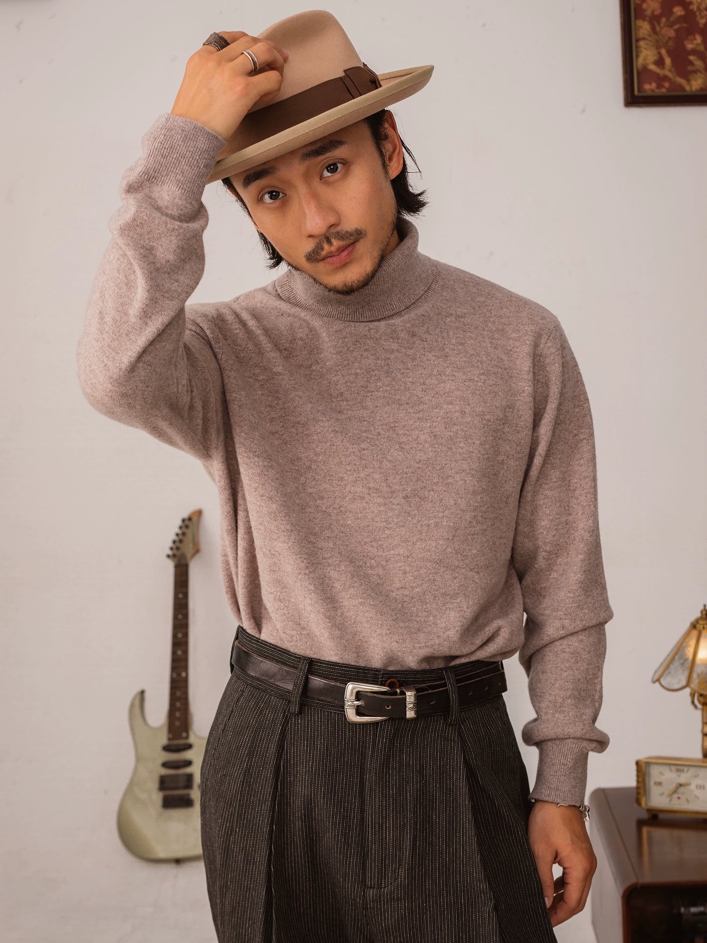 SOARIN【棉羊毛】英伦风复古高领针织毛衣男 冬季保暖内搭打底衫