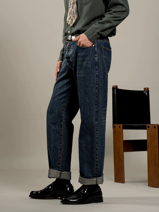 SOARIN复古美式直筒牛仔裤男 阿美咔叽水洗重磅休闲修身工装长裤