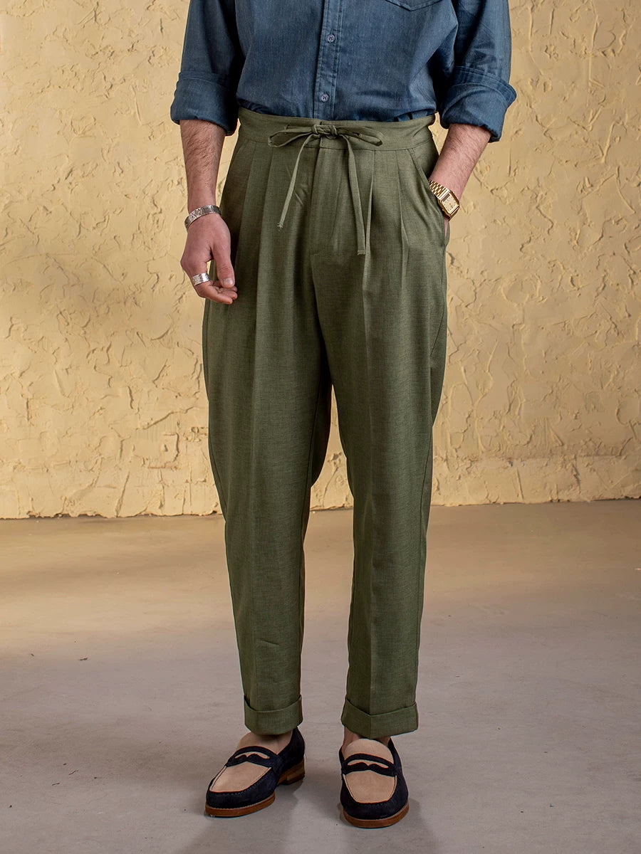 SOARIN Vintage Casual Loose Tapered Fit Polyester Trousers JITZ2423F137