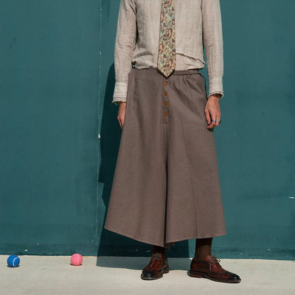 SOARIN WORLD Gai Yu Xia Avant-Garde Minimalist Wide-Leg Linen-Blend Culottes Z203F372