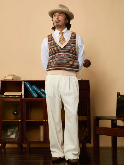 SOARIN英伦复古费尔岛针织马甲男老钱风绅装商务保暖叠穿毛衣背心