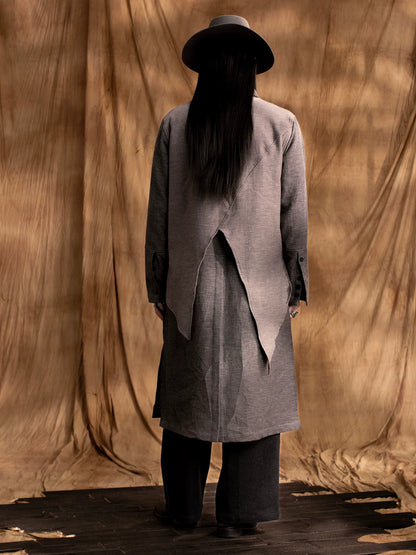 SOARIN WORLD Gai Yu Xia Series Relaxed Fit Slub Cotton Deconstructed Long Trench Coat DCZ233TC187