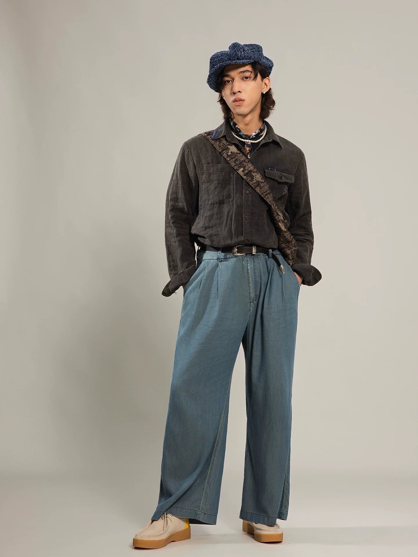 SOARIN WORLD Gai Yu Xia Series Relaxed-Fit Pure Linen Shirt Z93C226