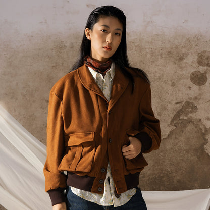 SOARIN美式复古麂皮外套男 阿美咔叽硬汉休闲宽松麂皮绒短款夹克