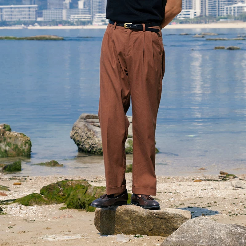 SOARIN Vintage Casual Regular Fit Cotton Linen Nine Point Dress Pants JUKZ252TF219