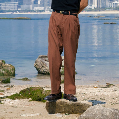 SOARIN Vintage Casual Regular Fit Cotton Linen Nine Point Dress Pants JUKZ252TF219