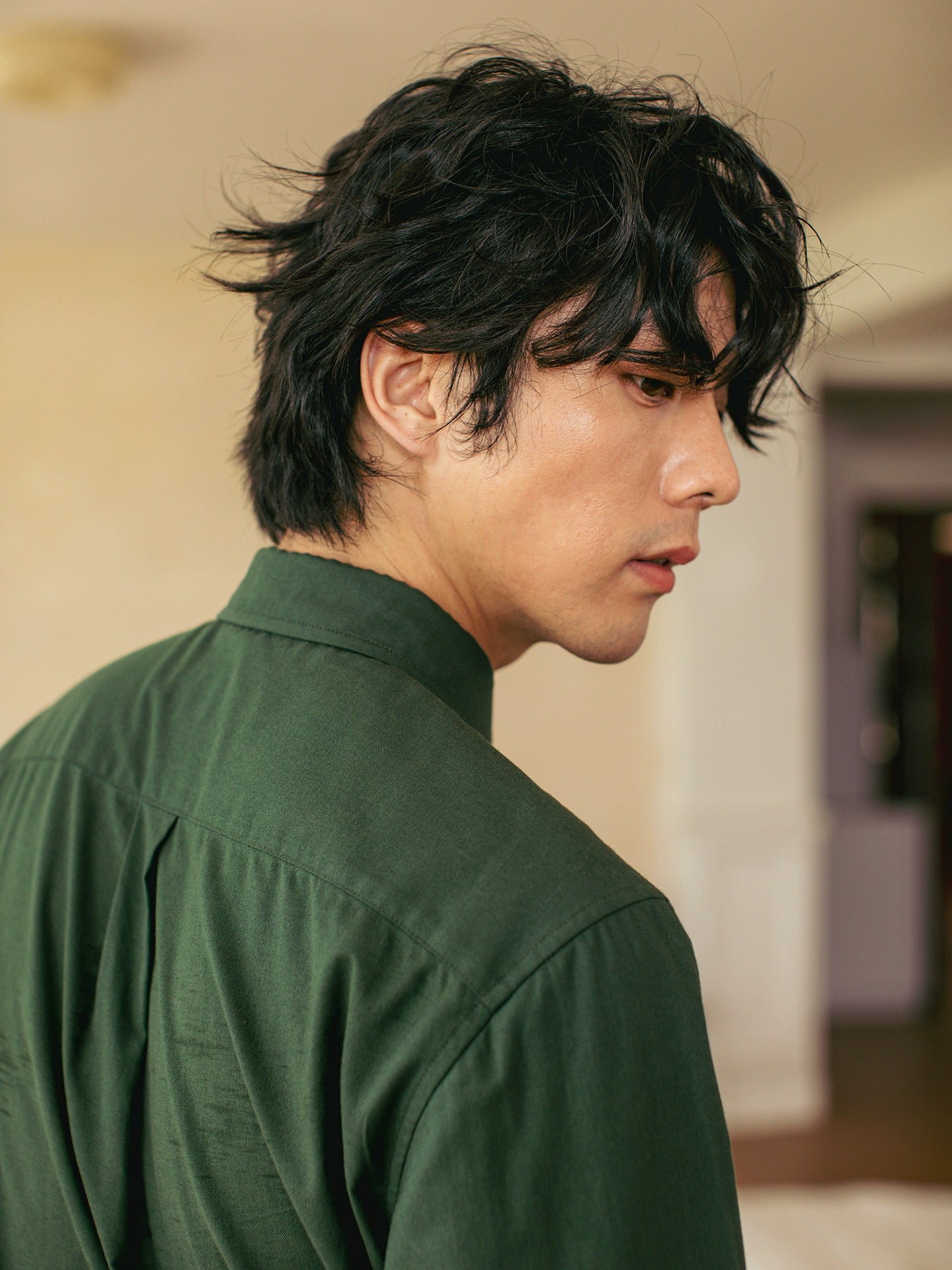 SOARIN【牛津纺】英伦复古扣领西装衬衫男高级感简约休闲长袖衬衣