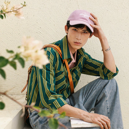 SOARIN Amekaji Regular Fit Cotton Linen Striped Shirt YAOZ2531C431