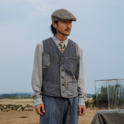 SOARIN WORLD Gai Yu Xia Avant-Garde Deconstructive Slim-Fit Corduroy Vest Z213B414
